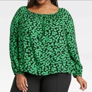 Ava and Vic black and green polka dots top